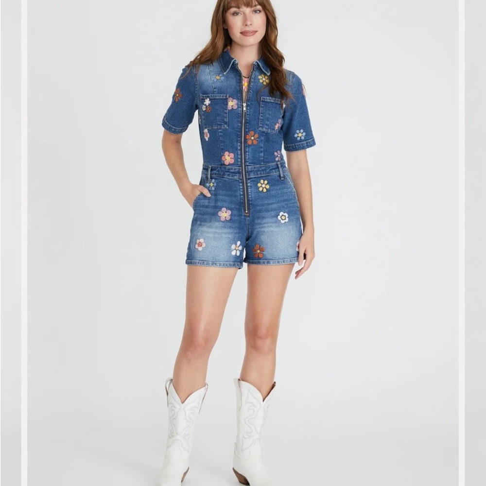 DRIFTWOOD Blue Floral Denim Jumpsuit